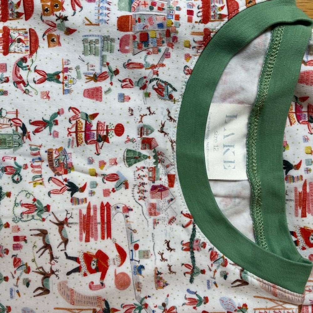 Kids Holiday Pajama Set with Green Trim - Picture 2 of 2